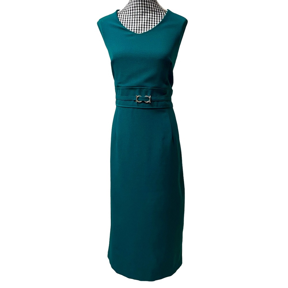 Nicolette Women’s Hunter Green Sleeveless Sheath Career Work Office Dress SZ 10